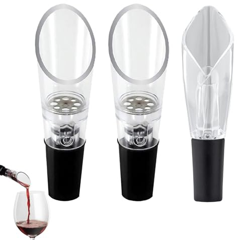 3 Stück Wein Ausgießer, Tropffreier Rotwein ausgießer, weinausgießer edelstahl, Hochwertige Weinausgießer Mit Belüftung, Aufsatz Geeignet Für Viele Weinflaschen, Weinausgießer für Weinliebhaber