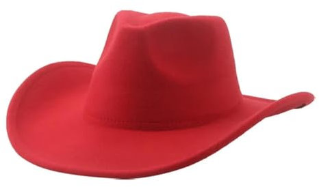 WUFANGBU Fedora Trilby Filzhut Hut Cowboyhut Mit Großer Krempe Hut Mit Gerollter Krempe Jazz Zylinder Cowboy Ritter Herrenhut Rot