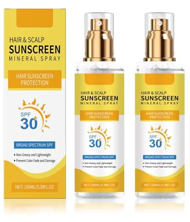 Hair & Scalp Sunscreen, Hair & Scalp Sun Protection Spray SPF30,UV Hair protector spray, Non-Greasy UV Protection, Prevent Hair Color Fade/Dryness, Suitable for Hiking/Beach/Running (2)