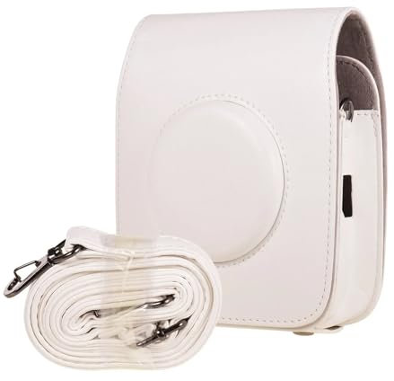 NZBZMBTTVF Camera Bag Case PU Leather Vintage Shoulder Strap Pouch Camera Protection Carry Cover Fit for FUJIFILM Instax Square SQ20 SQ10 Camera Bag(Off-White)