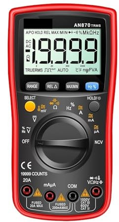 Multimètre numérique AN870 19999 points True RMS, ampèremètre AC/DC, testeur de tension professionnel(AN870 Red Pro)