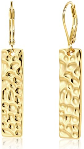 14K Vergoldet Französisch Ohrhake Ohrringe Hängend Lang Ohrhänger für Damen | Hypoallergen Silber 925 Ohrringe Hängend Lange Wassertropfen Ohrhänger Baumelnde Boho Hammer Anhängerohrringe Damen Frauen