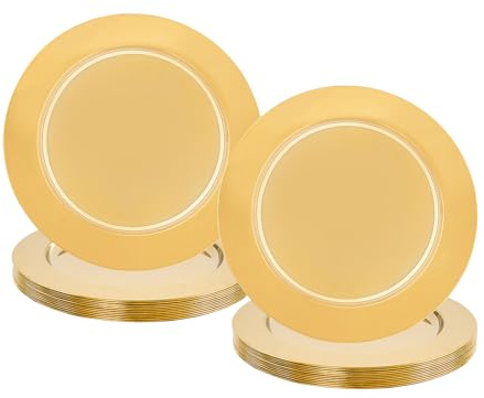 Dettchan Gold Charger Plates Set of 24, Chargers for Dinner Plates Round Chargers, for Banquets, Weddings, Bridal Showers, Birthday Parties 33cm