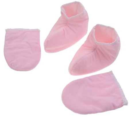 Hemobllo 2paia Guanti in Paraffina Per Mani e Piedi Di Guanti in Spugna Per Bagno Di Cera Copertura Isolante Per Terapia Termica Chiusura Scatto Lavabile Rosa