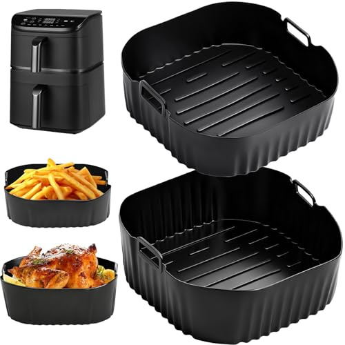 2 Piezas Molde Silicona Freidora de Aire,Accesorios Freidoras de Aire para Cosori TurboTower Pro Smart 10,8L,Reutilizable Accesorios Freidora sin Aceite en lugar de Papel de Horno,para Cosori Airfryer