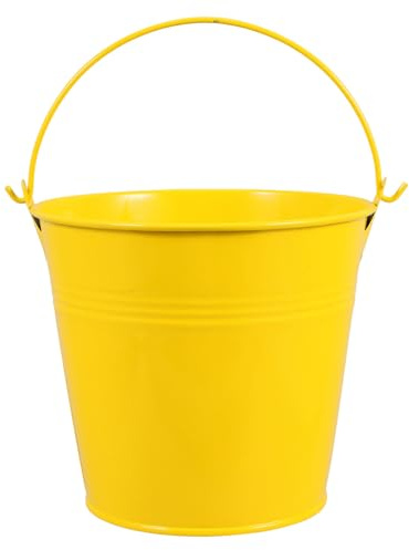 GARVALON Mini Metal Bucket with Handle Yellow Tin Pail for Party Favors Candy Treats Succulents Small Plants Multifunctional Decorative Container for Gatherings Events