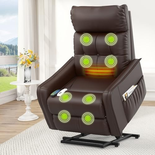 Srfzluxy Fernsehsessel Relaxsessel mit Aufstehhilfe, Elektrisch Massagesessel mit Liege-Funktion Massage & Heizung, TV-Sessel, Ruhesessel, Polstersessel, Wohnzimmer-Sessel mit 2 Fernbedienungen