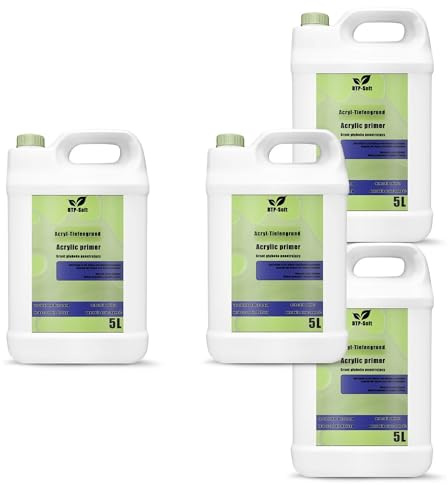 DTP-SOFT Tiefengrund 20L/4x5L Acryl - Tiefgrund gebrauchsfertig für Wand und Boden - Grundierung für Putz Beton Gipskarton, Haftgrund innen und außen