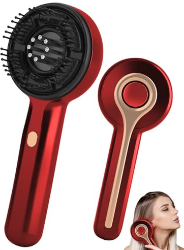 Kopfmassagegerät, 2 in 1 Kopfhaut Massagebürste Elektrisch mit Haaröl-Applikator, Rotlicht Kopfmassage Bürste Elektrisch, 3 Modi zur Massage und Kopfhautpflege (Rot)