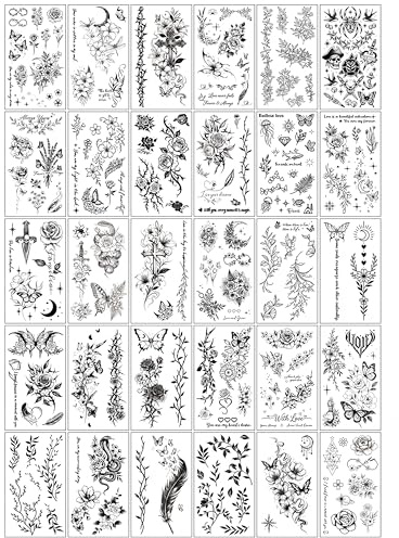 Tatouage Éphémère 30 Feuilles, Tatouage Faux Imperméable 5.7 x 9.7 CM