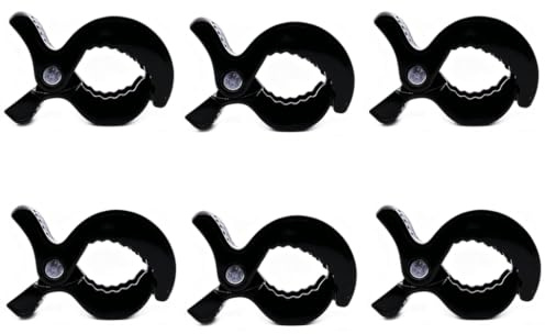 Juego de 6 pinzas para cochecito negro – Gancho de cochecito universal y pinza de plástico resistente para fijación de cubierta, accesorio de cochecito práctico para bricolaje y exterior