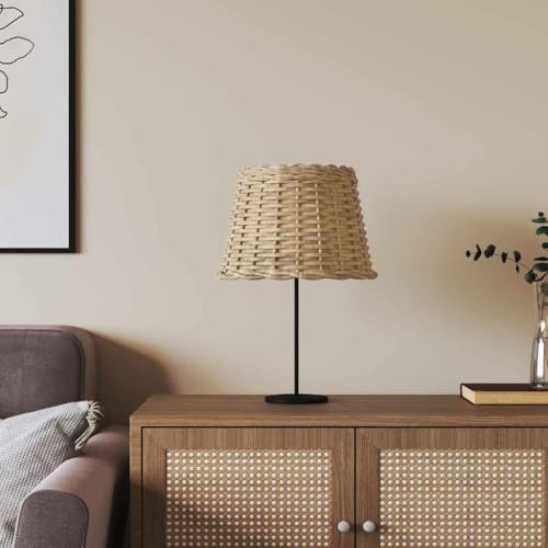 Lampenschirm Ø30x20 cm Weidengeflecht braun, handgeflochtener Lampenschirm für Hängelampe und Tischlampe, E27 Fassung, Korblampe Wohnzimmer