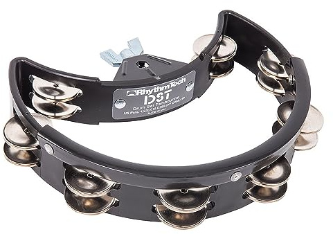 RhythmTech DST10 Drum Set Tambourine Nickel Jingles, Black