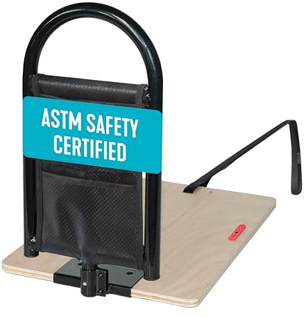 Stander BedCane, Adult Bed Rail and Support Handle, Bedside Safety Elderly Stand Assist with Organizer Pouch, ASTM Safety Approved Bedrail