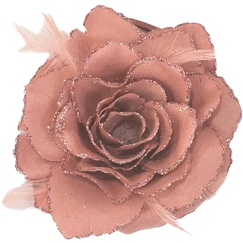 Altrosa Rose Haarspange Große Rose Fascinator Blume Haarspange Rosa Haarschmuck Clips Elastische Hochzeit Haarblume 1 Stück