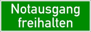 LEMAX® Rettungszeichen, Wortschild Notausgang freihalten, praxisbewährt Kunststoff langnachleuchtend 300x105mm