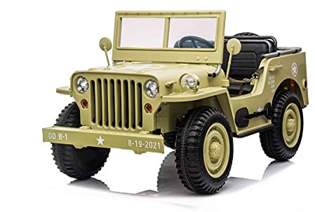 RIRICAR 4x4 Elektroauto 12V USA Army, 3 sitzer, Elektroauto mit 2,4GHz Fernbedienung, MP3/USB/SD, Elektrofahrzeug ab 3-8 Jahre