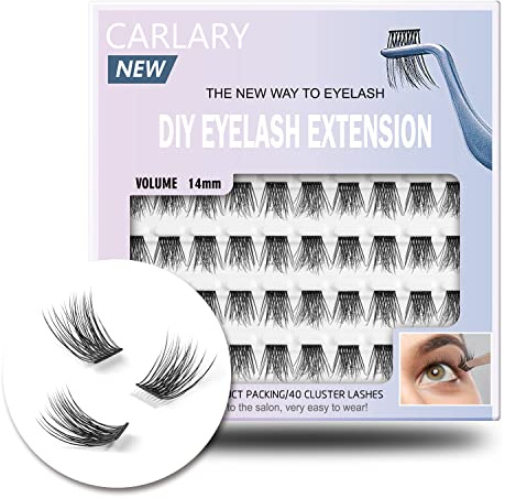 Lash Clusters, DIY Eyelash Extension, Reusable Volume Individual Lashes, Wispy Artificial Natural Look for Cluster Lashes, C Curl Lashes Pack (Volume-14mm)