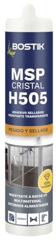 BOSTIK H505 MSP CRISTAL Transparente, Adhesivo-Sellador Universal de Altas Prestaciones, Alta Resistencia UV, Multifuncional, Aplicable en Superficies Húmedas, Interior y Exterior, Cartucho 290 ml