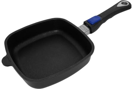 Gundel Guss-Quadratpfanne INDUKTION flach 20 x 20 cm Induktionspfanne klein mit abnehmbarem Griff