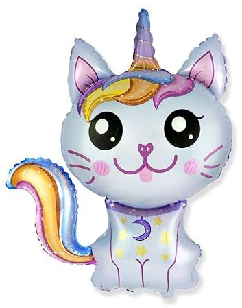 Caticorn Einhorn Katze blau ca. 70 cm Luftballons Folienballon Party DekorationGeburtstag