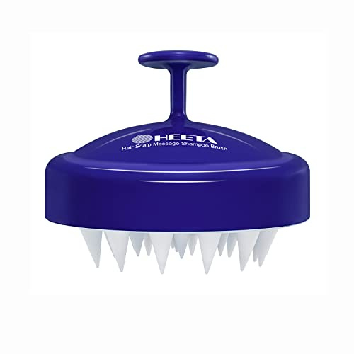 HEETA Kopfhaut Massagebürste für Nasses und Trockenes Haar Sanft Kopfmassage Bürste, Shampoo Haarbürste mit Weichem Silikonkopf für Peeling und Kopfmassage-Blau&Weiß