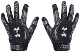 Under Armour Boys' F9 Nitro Football Gloves, (001) Black/Castlerock/Metallic Silver, Small