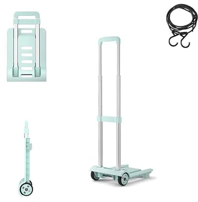 Y-Nut Faltbare Sackkarre, 40 kg, robust, multifunktional, tragbarer Gepäckwagen für Gepäck, Reisen, automatisches Umziehen, Büro, zusammenklappbarer Trolley, Grün