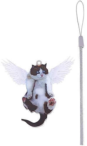 LICHENGTAI Auto Anhänger Nette Katze Rückspiegel Ornament Katzen Ballons Dekoration Auto Rickspiegel Deko Auto Dekoration Innenausstattung Hängende Sonnenfänger Auto Spiegel Zubehör Für Frauen Männer