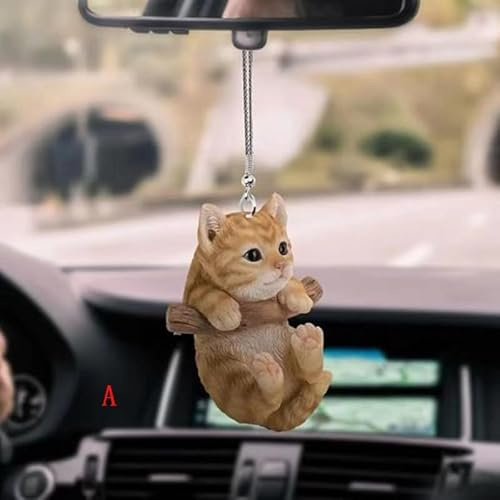 2 Stück Lustige Nette Katze Auto Hängen Anhänger mit Bunte Ballon,Süße Katze Hund Rückspiegel Ornament Auto Rickspiegel Deko Auto Dekoration Niedlicher Tier Autospiegel Anhänger Auto innendekoration