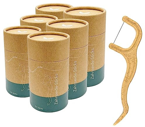 VIGOROUS® 300 Stk. Jahresvorrat - nachhaltige Zahnseide Sticks - Zahnsticks für Zahnreinigung - vegane Zahnseidenhalter - ungewachste Dental Floss Picks für Zahnhygiene