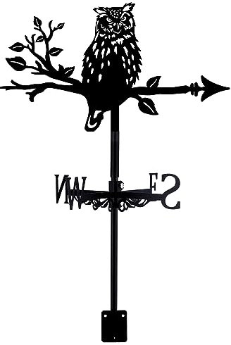 SUPERDANT Banderuole Gufo Segnavento da Metallo Banderuola Battuto Gufo Ramo Animale Banderuola In Metallo Segnavento di Direzione per Giardino Decorazione per Esterni Fattoria Strumento