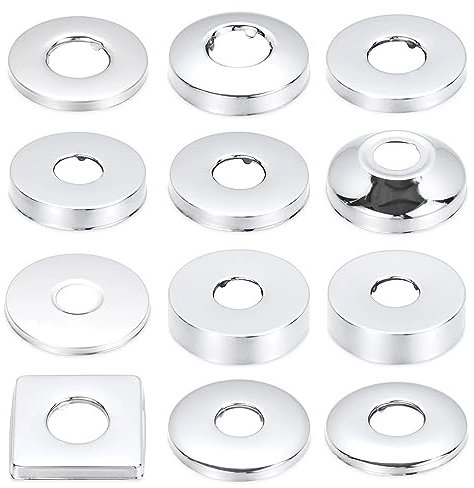 JRJUBB 2 Pieces Diameter 25 mm (3/4 Inch) Shower Fitting Rosette Stainless Steel Rosette Tap, Pipe Cover, Tap Cover, Rosette for Shower Fittings, Taps, Radiators (Silver, 80 x 30)