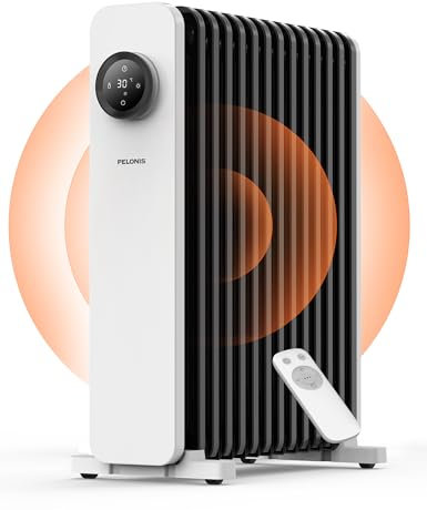 PELONIS Oil Filled Radiator with 3 Heat Settings, Electric Radiator Heater with Adjustable Thermostat, Portable Radiator Heaters for Home with 24 Hour Timer (2500W, Touch Control)