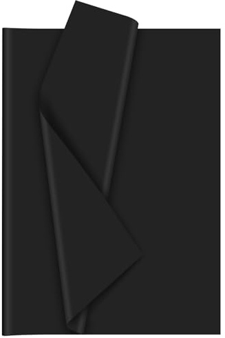 Bouiexye Schwarz Seidenpapier für Geschenktüten 60 Blatt Seidenpapier Bulk 51x37cm Weihnachten Seidenpapier zum Verpacken Verpackungspapier für Füller Blumen Geburtsta Hochzeit Dekor