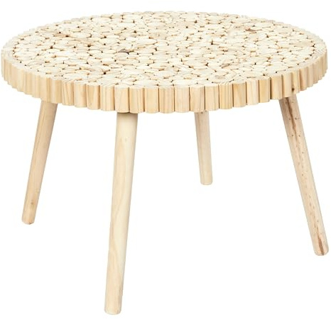 HOME DECO FACTORY - HD5206, Mesa de Centro Tronco Diseño en Madera de Pino - Práctica y Auténtica para Salón o Comedor - Dimensiones 60x60x40 cm - Color Marrón