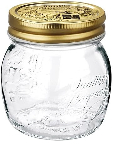 Bormioli Rocco Quattro Stagioni 79208 (12 pezzi, capacità 250 ml, vasetti per marmellata con coperchio dorato, coperchio da 70 mm)