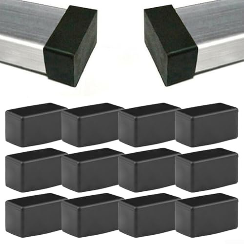 12PCS pour meubles, tampons en caoutchouc noirs rectangulaires, protecteurs de sol pour pieds de meubles en caoutchouc pour tables et chaises, pour planchers en bois (20x30mm)
