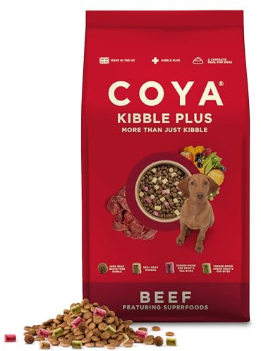 COYA Kibble Plus Beef (1.5kg) | Complete Grain Free Dog Food with Freeze-Dried Raw Meat, Fruit and Vegetables | Dry Dog Food, Hypoallergenic, High in Protein & Fibre