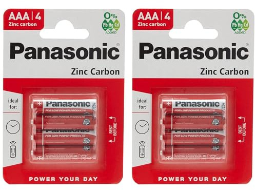 PANASONIC Lot de 2 Blisters de 4 Piles Red Zinc-Carbon AAA R03-1,5 V