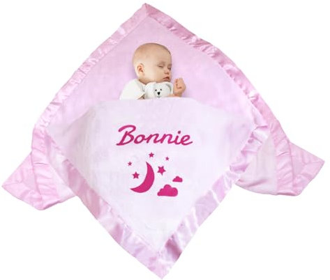 Personalizzata Coperta Per Neonato con Nome，coperta neonatale，Coperta Neonato Invernale Personalizzata，Regalo Personalizzato Neonatoragazzo, Ragazza, Coperta Per Bambini Blu, Rosa, (39,4in*39,4 In)