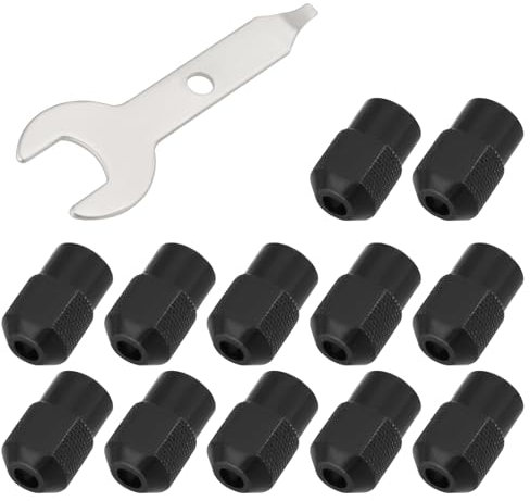 ECSiNG 12 Pièces écrou de Serrage M8x0,75mm Outil Rotatif Mandrin électrique avec Clé écrou de Serrage Noir pour Perceuse électrique Meuleuse électrique Longueur 17mm