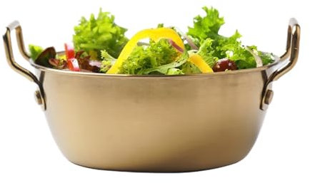 yztju Bols en métal - Bol à Frites à Double Oreille, Bol de Nouilles instantanées dorées avec poignée Bol à collation adapté aux Desserts au Riz