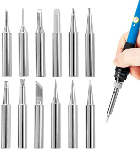 QWORK® 12 Pezzi punte saldatura 900M, punte di ricambio per saldatore, per stazioni di saldatura professionali e fai-da-te