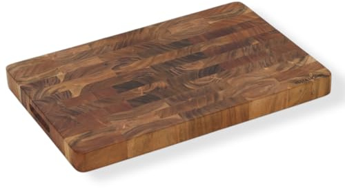 Vesta Homes 4 cm Thick Wooden Chopping Board, Large Cutting Board, Serving, Charcuterie, and Cheese Board for Kitchen Natural Acacia Wood Natural Color, 45.5x30.5x4 cm Handcrafted in India