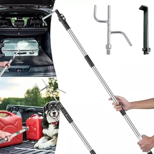 Truck Cargo Grabber,Telescoping Pickup Truck Bed Retriever Tool,Multi-Use Cargo Retriever,Heavy Duty Pickup Cargo Grabber Reach Retriever Tool,Truck Bed Grabber Pole with 2-Style Hooks