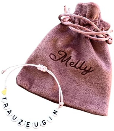 Armband Trauzeugin // Samtbeutel personalisiert // Geschenk Brautjungfer // Trauzeugin Brautjungfer fragen // JGA