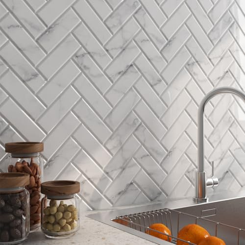 LaCheery Credence Adhesive pour Cuisine Effet Marbre Gris Blanc 30.5cm x 30.5cm Stickers Carrelage Salle de Bain 3D Crédence Adhésive Marbre Carreaux Adhesif Murale Vinyle Lavable pour Mur 18 Pieces