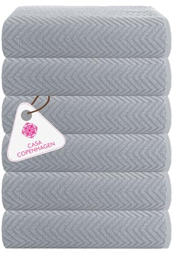 Casa Copenhagen Wave Textured 6 teiliges Klein Badetücher Set - Grau Violett, 550 g/m², 6 teiliges Klein Badetücher, Baumwolle Handtüchern Rau und zäh Einsatz, Geschenkset für Badezimmer