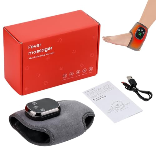 Cuscino per massaggio per riscaldamento portatile per piedi - massaggio elettrico del piede | Dispositivo di massaggio elettrico per i piedi | 3 modalità di vibrazione e riscaldamento della caviglia